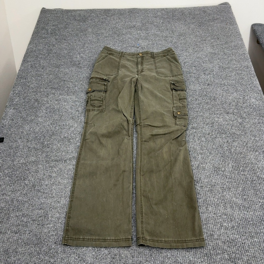Merona Cargo Pants Womens 8 Olive Green Cotton Stretch Multi Pocket Utility Y2K